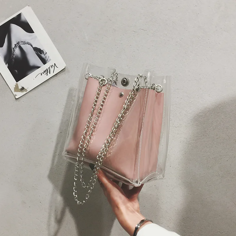 

Gel Bag 2019 Japanese Korean New Style Online Celebrity Picture Transparent Fashion Mini Square Sling Bag Shoulder WOMEN'S Bag F