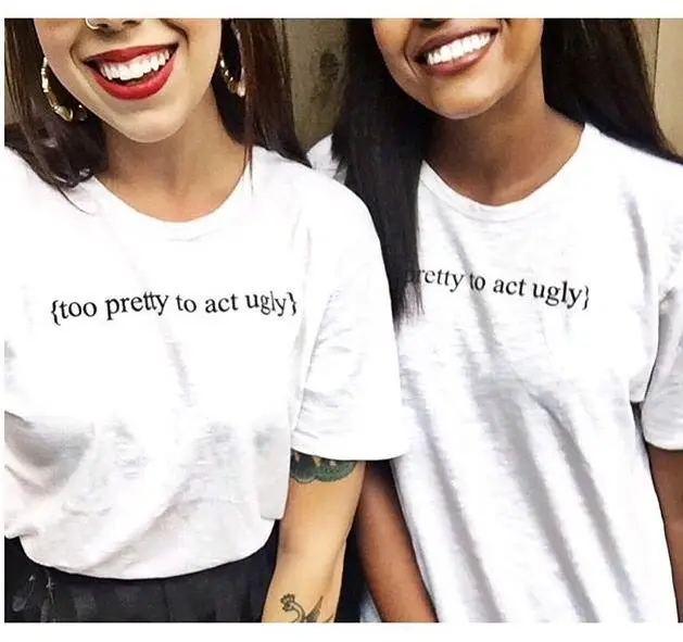 Слишком красива действовать уродливые футболки забавные 100% хлопок женская