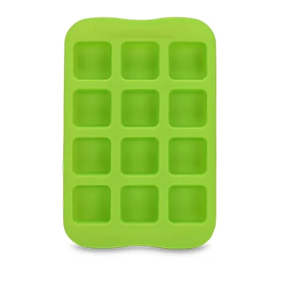 12-полости сердце Форма силиконовая форма льда поднос кубика, шоколадные конфеты пресс-форм, наращиваемый, прочный и подходит для мытья в посудомоечной машине, разные цвета - Цвет: Square Green