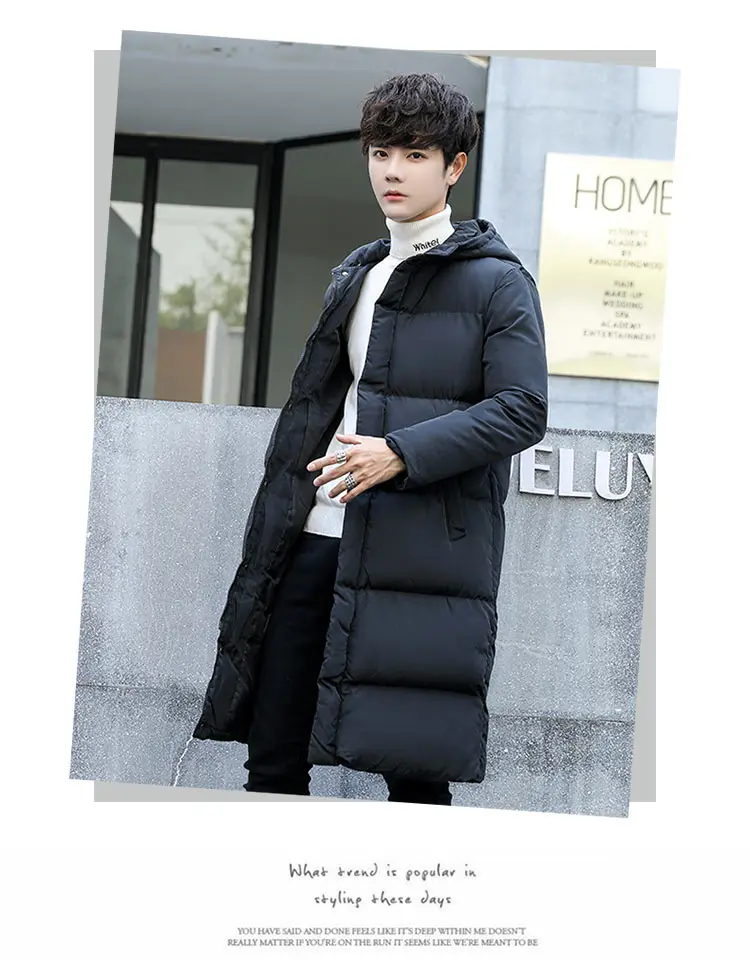 Autumn& Winter MEN'S Cotton Clothes New Style Thick Warm Youth Mid-length Cotton-padded Clothes Korean-style Trend Coat La