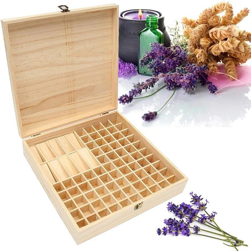 

85 Grid Solid Wood Essential Oil Bottle Storage Box Natural Environmental Protection Essential Oil Display Case