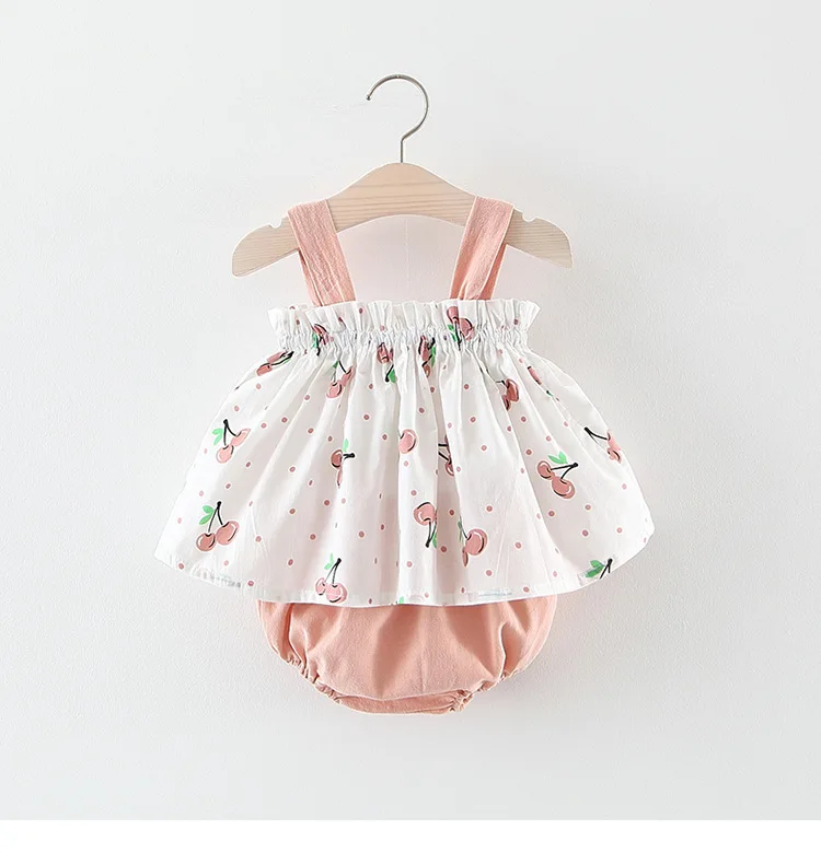 DD060301P Коллекция года, Одежда для новорожденных девочек платье без рукавов+ шорты, комплект одежды из 2 предметов, Красивые наборы одежды с принтом в полоску летний пляжный костюм для детей возрастом от 0 до 24 месяцев - Цвет: DD060301P