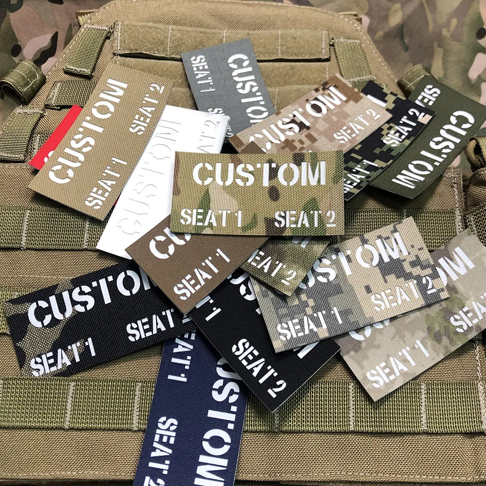 

Reflective Material Custom Laser Cutting Patch, Name Tapes, Brand White Letters, Twoline Morale Tactics, Military Airsoft