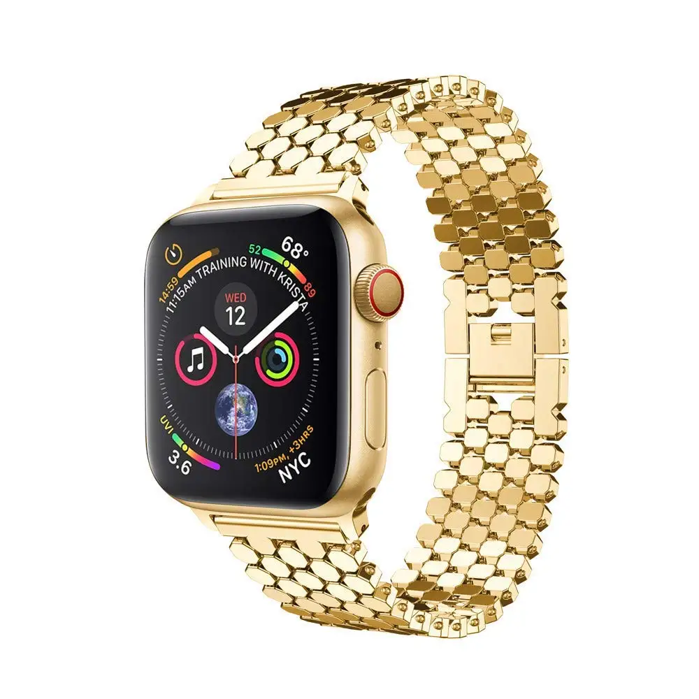 gold Ремешок из нержавеющей стали для Apple Watch, 38 мм, 42 мм, металлический браслет correa, ремешок для iWatch, ремешок 44 мм, 40 мм, серия 5, 4, 3, 2, 1 - Цвет ремешка: gold