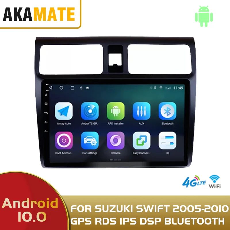 Автомобильный видеоплеер Android10.0 GPS Wi-Fi RDS IPS Bluetooth сенсорный экран для Suzuki Swift 2005 2006
