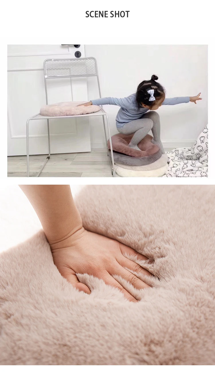 Round Plush Chair Cushion Fur Thickened Buttocks Cushion Bay Window Tatami Seat Mat Buttocks Decoration Solid Color Seat Pad