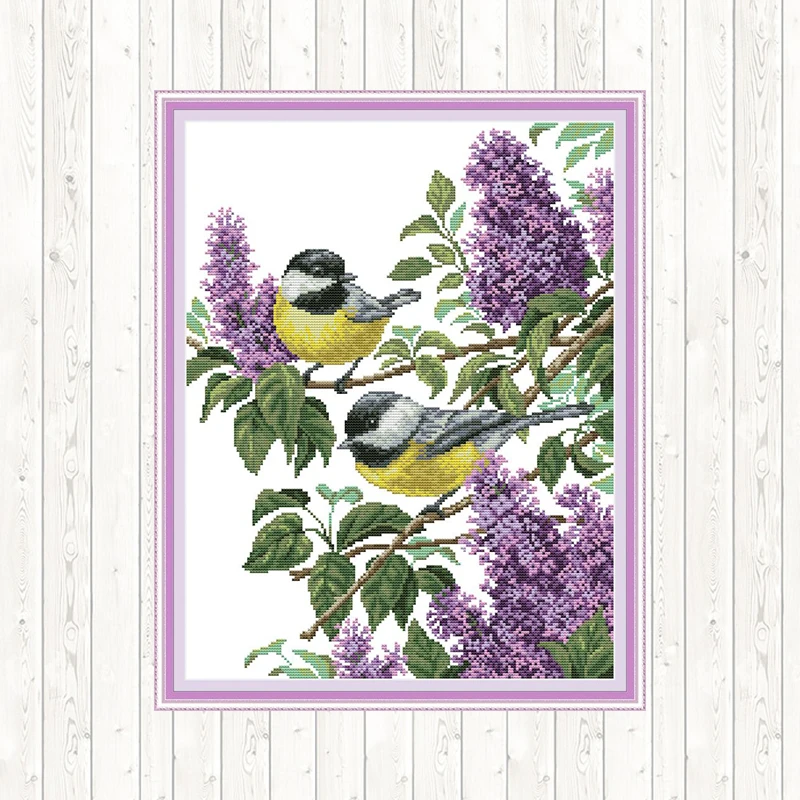 

Two Bird Joy Sunday Cross Stitch Fabric Animal Painting 14CT 11CT Printed Canvas Sets for Embroidery Cross Stitch for Needlework
