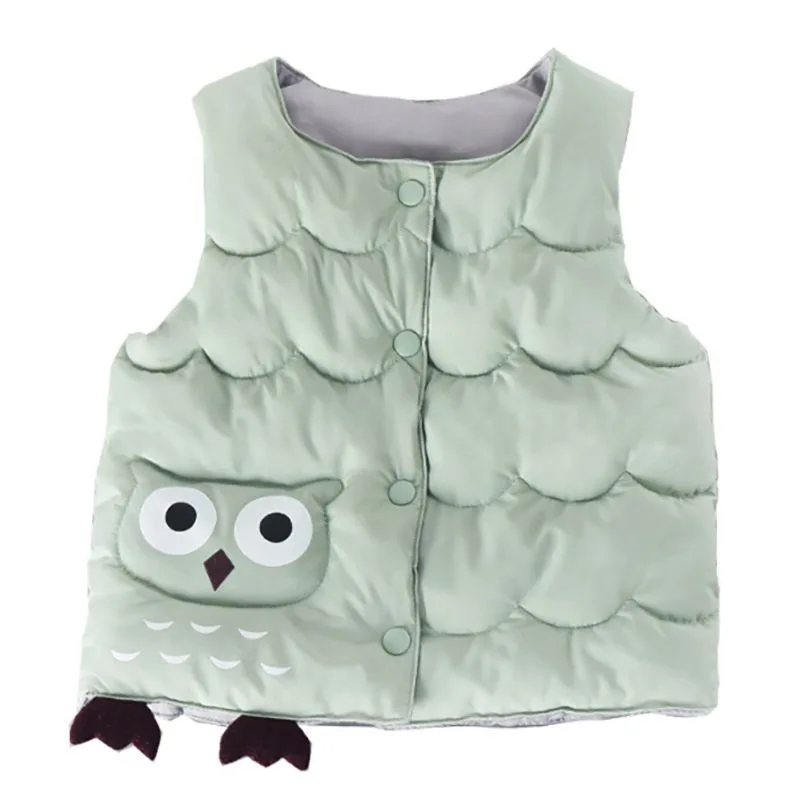 Sweet Lovely high Quality Cotton Parkas Children's Vest for Girls Boy Coat Down Windproof Kids Cartoon Vest Warm Winter - Цвет: Армейский зеленый