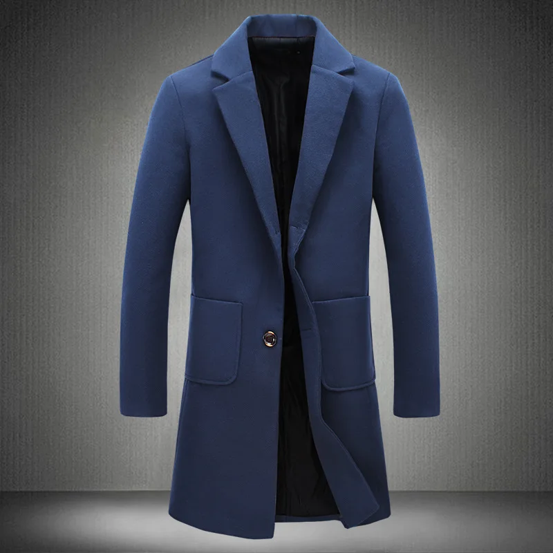 

2019 New Autumn Winter Trench Coat Men Turn-Down Collar Slim Fit Overcoat for Man Long Coat Windbreaker S-5XL SA-8