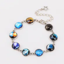 20 шт., тибетский стиль, сплав, звездное небо, с принтом, стеклянные звенья, браслеты для женщин, женский теннисный браслет, очаровательные ювелирные изделия 12x18x5 мм