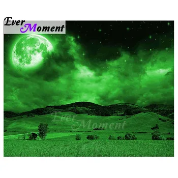 

Ever Moment Diamond Painting With Square Stones Mysterious Green Moon House Stuff For Home And Decoration New Arrivals 5L454