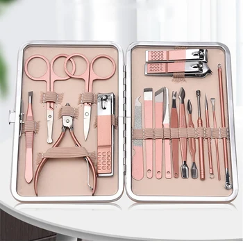 

8-18Pcs/Set Stainless Steel Pedicure Professional Nail Clipper Cuticle Eagle Hook Tweezers Manicure Beauty Tools Kit