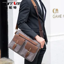 New Leather Handbag Cowhide Cloth Briefcase Vintage Business 14-Inch Computer Men's Bag 9772