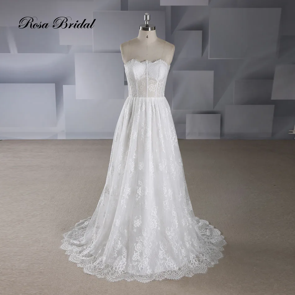 

Rosabridal Wedding Dress 2019 new A Linen Lace Bridal Gown backless sleeveless wedding dress