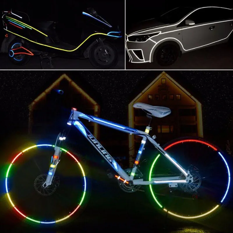 8 цветов, модная велосипедная Светоотражающая наклейка s, флуоресцентные наклейки, MTB велосипедная наклейка, велосипедное колесо, светоотражающая лента, Аксессуары для велосипеда