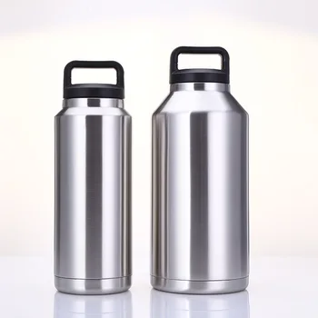 

18oz/36oz/64oz Water Bottle Sports Flask Travel Mug Stainless Steel Wide Mouth Double Wall Keg Insulated Vacuum Growler Bpa Free