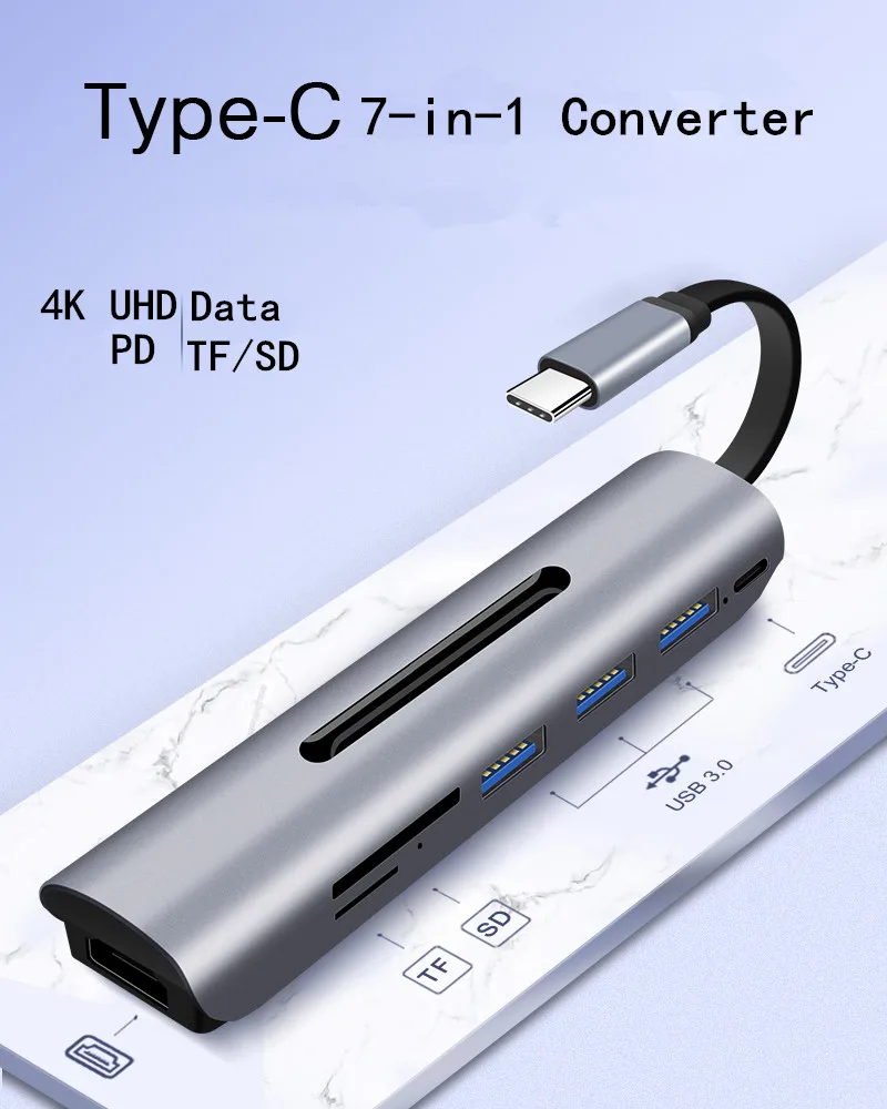 Usb type-c концентратор Thunderbolt 3 к HDMI 4 к USB 3,0 с TF SD слотом USB-C мощность PD 9в1 концентратор для Macbook Pro для huawei для Xiaomi