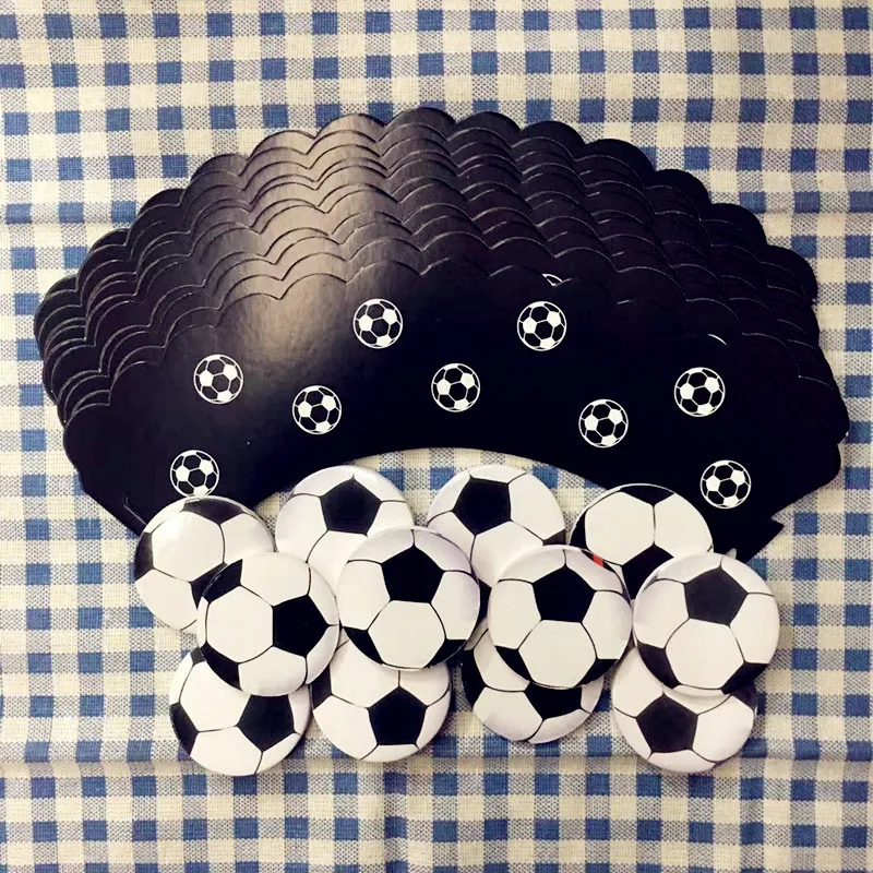 24pcs wrappers Черно-белая футбольная тематика посуда для вечеринки в честь Дня Рождения Набор салфеток чашки скатерть флаги тарелки детские подарки для мальчиков вечерние принадлежности для декора - Цвет: 24pcs wrappers