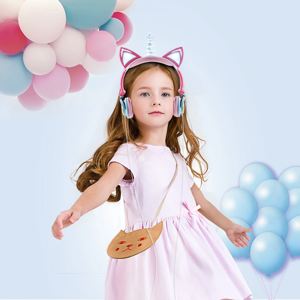 Cute Headphone Unicorns 3 5MM Wired Kids Headphones Earphone Gaming Headset for Adult Children Birthday Gifts