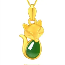 Симпатичный с кристаллами зеленый кулон с лисичкой ожерелье для женщин ювелирные изделия модное животное ожерелье из золотой цепочки женские ожерелья последние