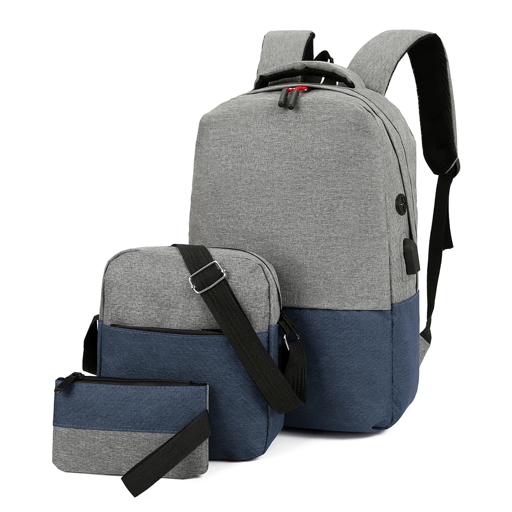 3pcs/Set Canvas Laptop Backpack Large Capacity Men Women Business Travel School Shoulder Bag Teenager Boys Girls Mochila Bagpack | Багаж и