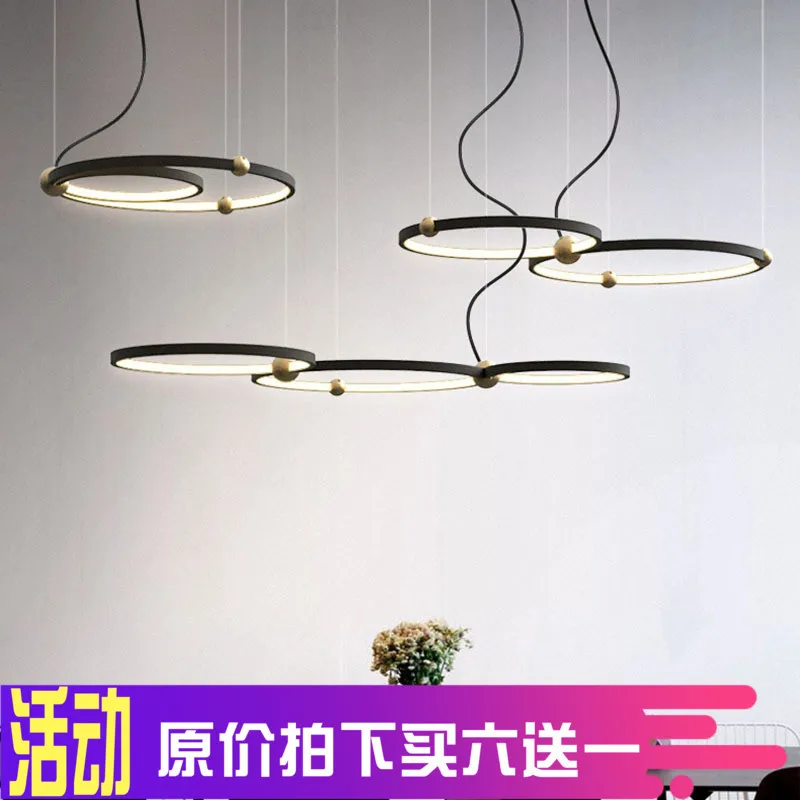 

Northern Europe Restaurant Metal A Chandelier Concise Modern Ring A Chandelier A Living Room Toggery Arts Decoration Circle