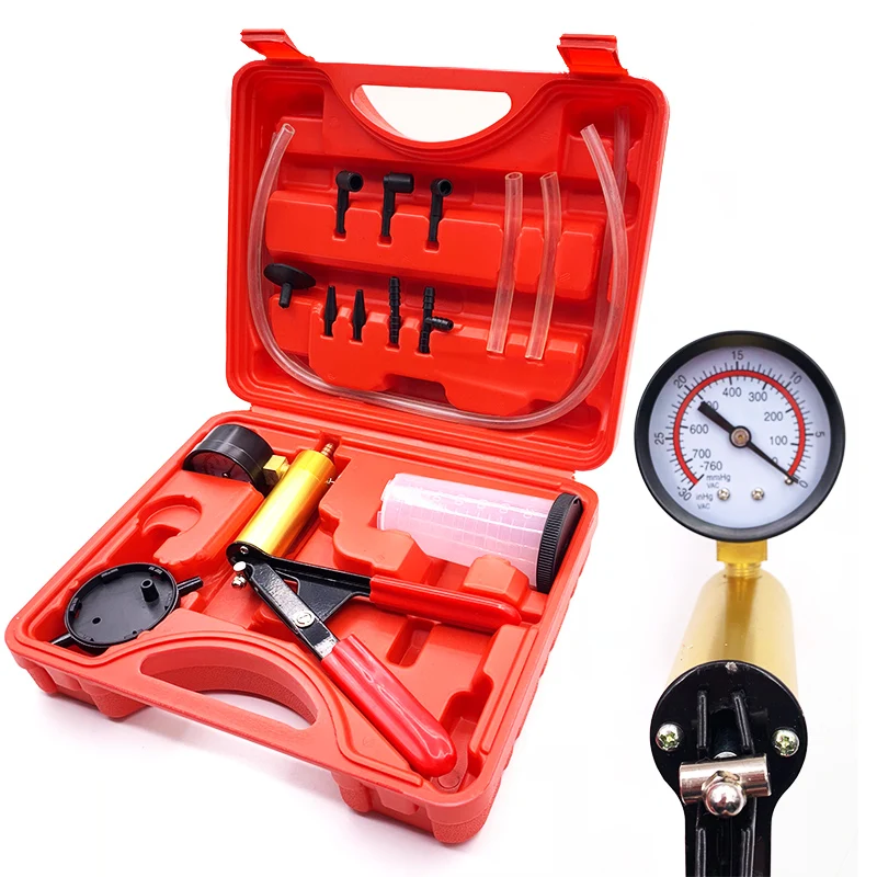 

Hand Held DIY Brake Fluid Bleeder Tools Vacuum Pistol Pump Tester Kit Aluminum Pump Body Pressure Vacuum Gauge
