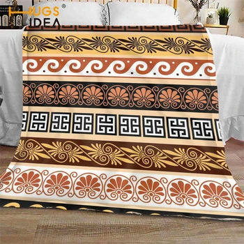 

HUGSIDEA Greek Triditional Pattern Printed Home Bed Comforter Blanket Warm Soft Flannel Sleeping Comforter Bedding Sheet 2021