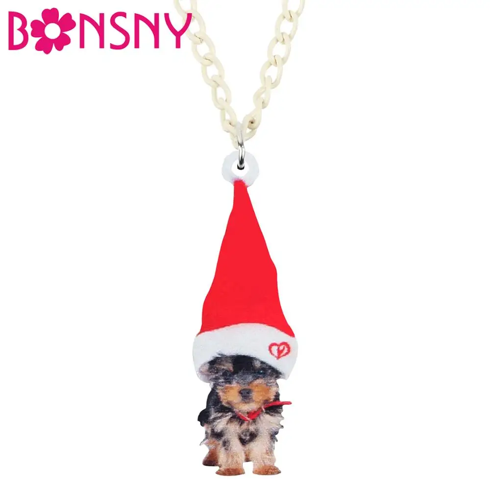 Bonsny Акриловая Рождественская шляпа для йоркширских звеньев цепочка с животными