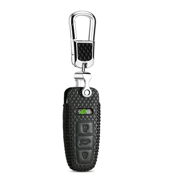 

luckeasy leather key cover for audi A6L A7 A8 Q8 2018 2019 car key case wallet holder key holder key4y