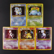 5 шт./компл. 1996 первое издание Pokemon Charizard Blastoise Venusaur Mewtwo Мега флэш коллекция карт битва детские игрушки подарок
