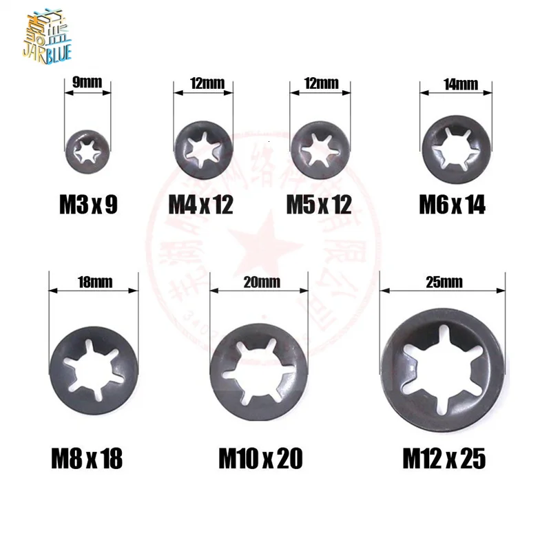 M3 M4 M5 M6 M8 M10 M12 M16 Star Nut Starlock Push On Locking Washers Fasteners 
