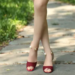 Модные женские сандалии; женские летние туфли на тонком высоком каблуке; пикантные Босоножки с открытым носком и жемчужной пряжкой;