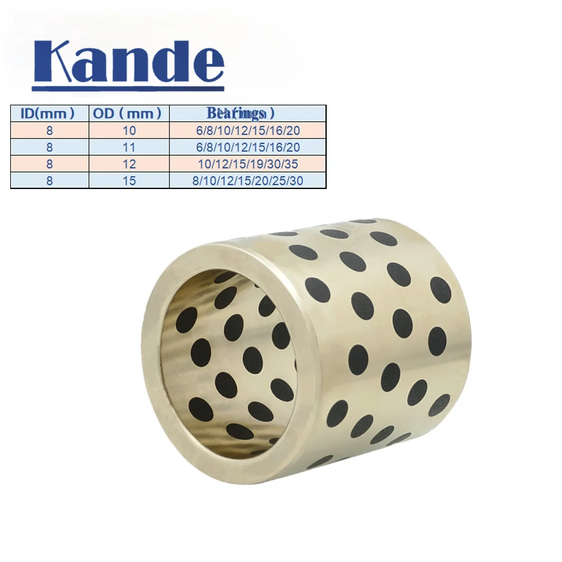 

2Pcs JDB 8mmx10mm 8mmx11mm 8mmx12mm MPBZ linear graphite copper set bearing copper bushing oil self-lubricating MPBZU bearing