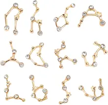 

48pcs Constellation Theme Resin Fillers Charms Alloy Accessories with Crystal Glass Rhinestone DIY Resin Material Filling