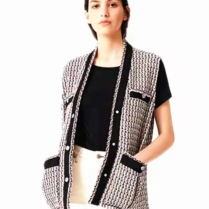 ^Cheap Single M Home 20 Spring And Summer New Style Graceful Tweed Pattern Elegant Waistcoat Cardigan Coat Women's Pve00122