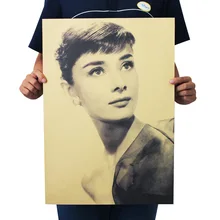 [A35] Хепберн 19 Ностальгический ретро плакат из крафт-бумаги экран для помещений кафе декоративная живопись