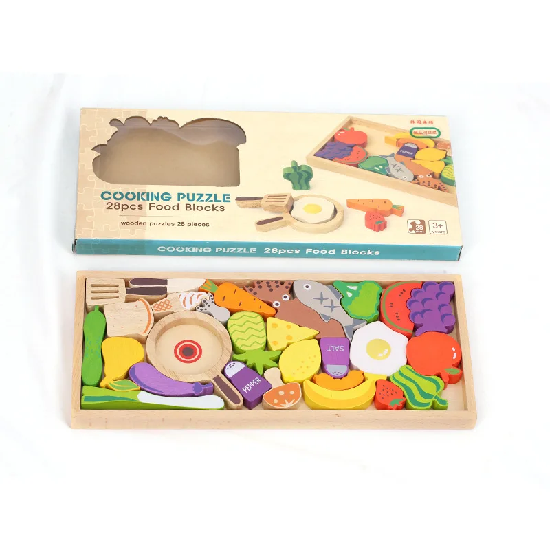 

Export Stock Baby Wooden Building Blocks Construction Dinosaur Animal Fruit Inserted Building Blocks Toy Mixed Batch