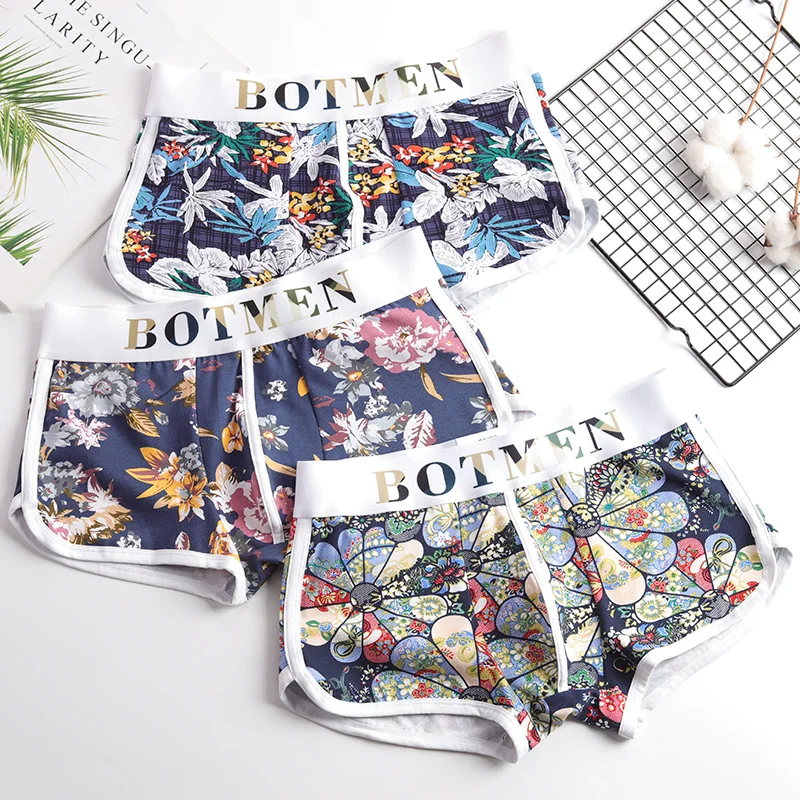 Men's Underwear Male Student Sports Fashion Brand Boxer Pure Cotton Trendy Personality Youth Breathable and Loose Boxer Tide