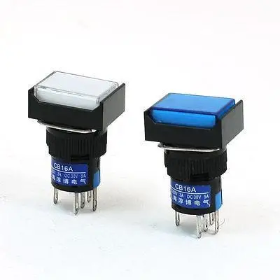 

Momentary NO NC Neon Light Rectangle Pushbutton Switch DC 24V 2Pcs