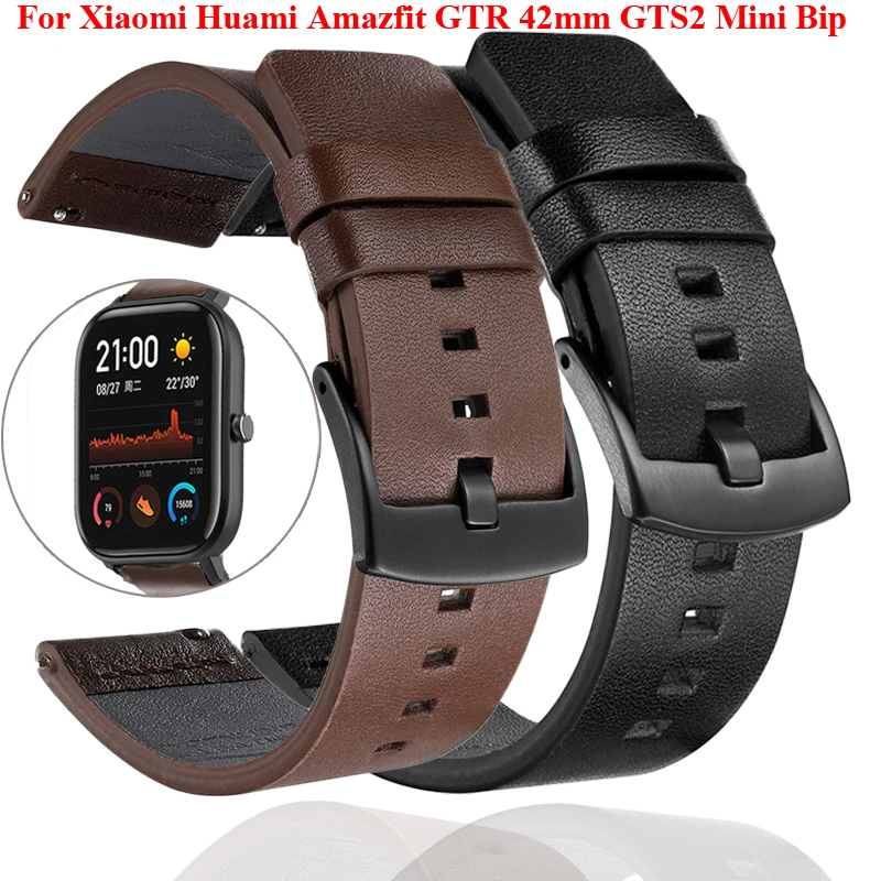 Кожаный браслет для Xiaomi Huami Amazfit GTS 2e GTR 42 мм наручный ремешок смарт-часов Bip U S GTS2 Mini