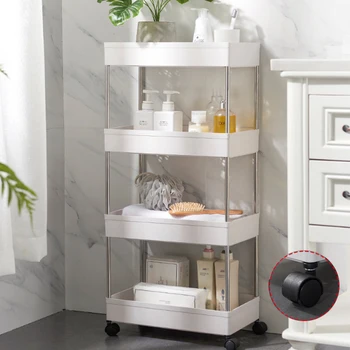 

Kitchen Storage Rack For Goods Fridge Side Shelf 2/3/4 Layer Removable With Wheels Bathroom Organizer Shelf Holder