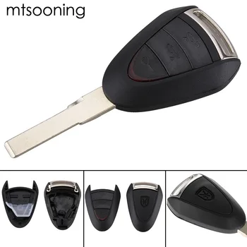 

mtsooning 3 Buttons Remote Key Case Uncut Blade Flip Fob For 2005-2012 Porsche Cayenne Boxster/Cayman 911/997 Carrera 911 Targa