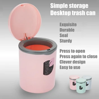 

Home Office Simple Desktop Trash Can Mini Covered Small Living Room Kitchen Desk Storage Bucket