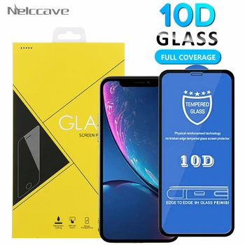 

50Pcs 10D Tempered Glass For iPhone 12 11 Pro XS Max XR X 8 Plus 7 6 6S 5 5S SE 2020 Full Screen Protector Film With Yellow Box
