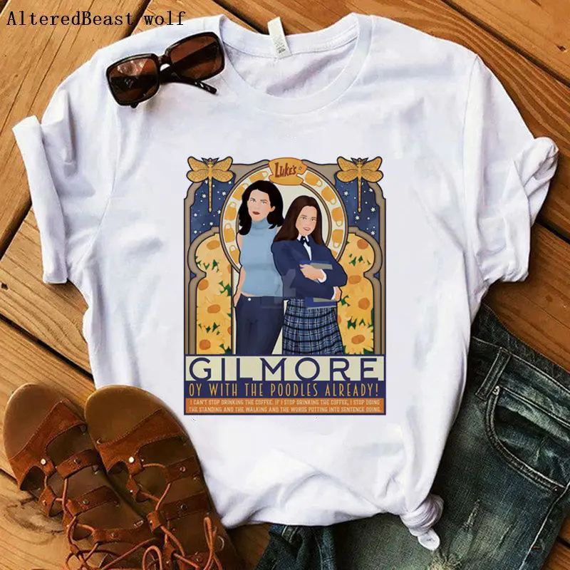 LUKE'S футболка Gilmore футболка для девочек забавная Футболка с принтом женская летняя повседневная одежда с коротким рукавом женская vogue с круглым вырезом harajuku