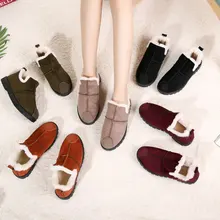 Moda de Invierno para mujer botas de gamuza para nieve botas de piel para mujer botas de plataforma para invierno zapatos de mujer Botines negros para niñas(China)