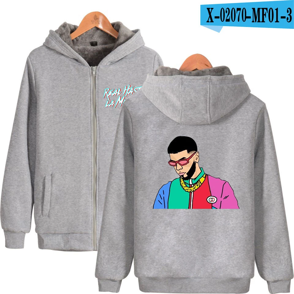 Anuel AA, хип-хоп, настоящий Hasta la Muerte, толстовки на молнии, парки, крутая Мода для мужчин/wo, мужские повседневные Бархатные утепленные толстовки на молнии - Цвет: MF01
