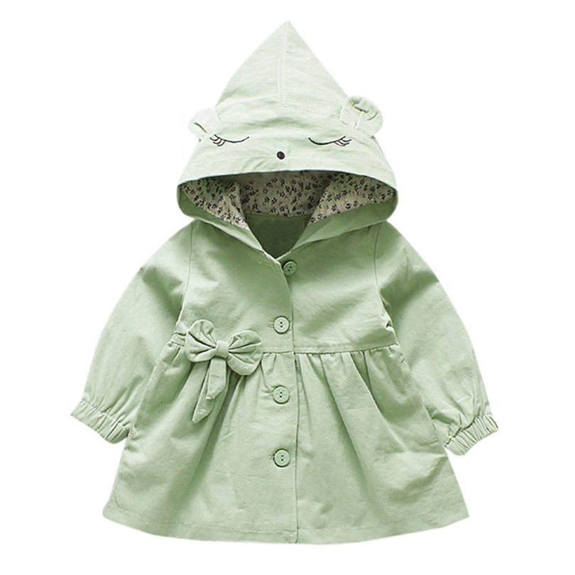 Baby Girls Cartoon Eyelash Ear Hooded Coat Outerwear Cute Toddler Children Bow Long Sleeved Windbreaker Jackets Clothes 2-6T A20