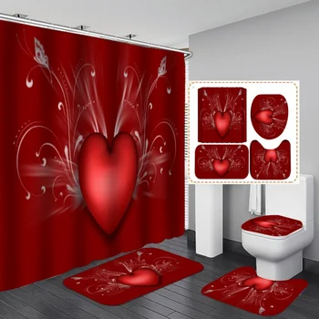 

Shower Curtain European And American Style Printing Beautiful Love Bathroom Valentine's Day Bath Supplies